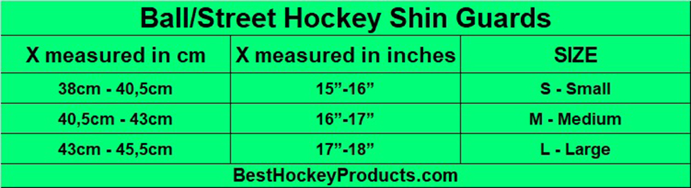 Street Hockey Shin Pads Size Chart