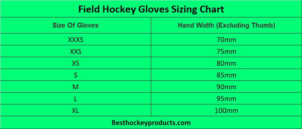 Field Hockey Gloves Size Chart