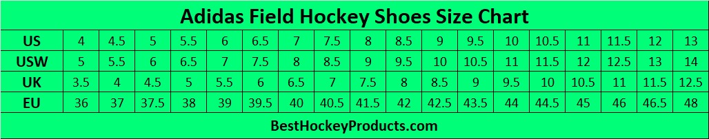 Adidas Field Hockey Shoes Size Chart